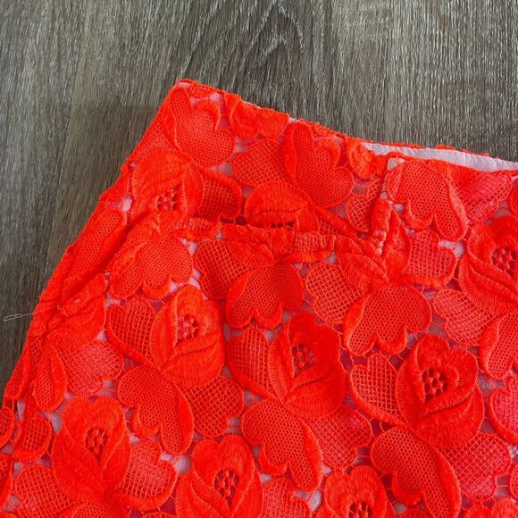 A.L.C. Sandro Floral Lace Shorts in Neon Orange Pink - Size: 8 - Picture 6 of 10